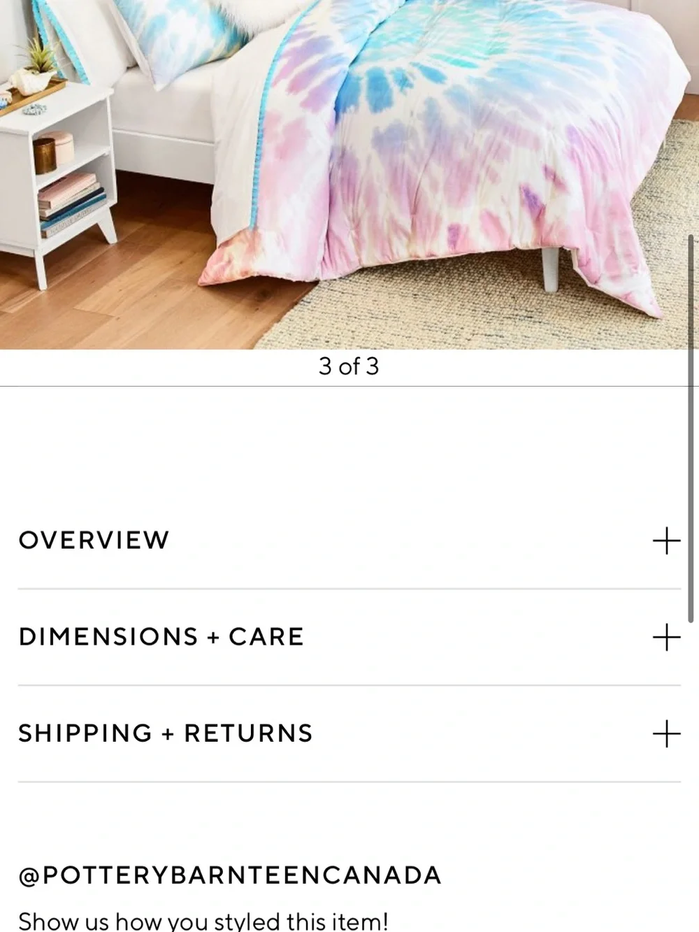 Pottery Barn Teen Tie-Dye Swell Comforter in Blue and Purple Twin/Twin XL NWOT